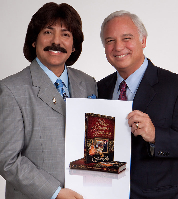 Shawn Rae with Jack Canfield holding The World of Perfumes and Fragrances book