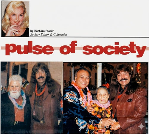 Society column clipping showing Shawn Rae with guests at a cultural event